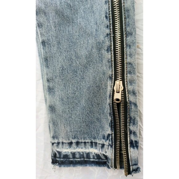 MNML  Distressed Denim Jeans Zipper Ankle Men Size 28 Blue Straight - Picture 2 of 10